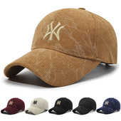 秋冬新款 棒球帽男款 灯芯绒保暖鸭舌帽女士冬天加厚刺绣防寒帽子潮