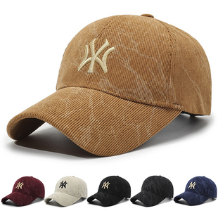 秋冬新款棒球帽男款灯芯绒保暖鸭舌帽女士冬天加厚刺绣防寒帽子潮