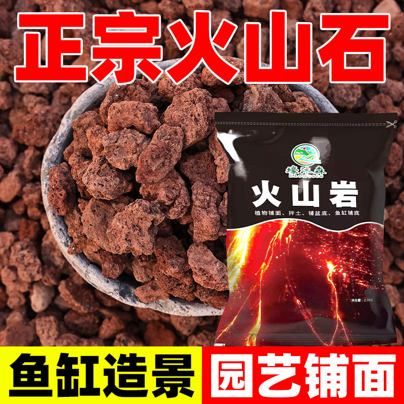 火山岩颗粒多肉天然铺面石鱼缸过滤兰花种植土红色垫底材料营养