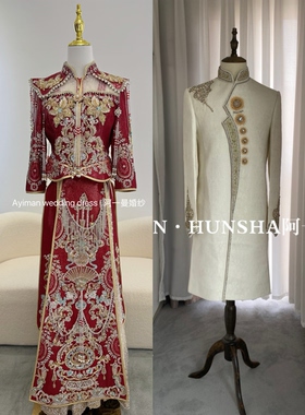 出租回民婚纱尼卡哈礼服红色巴服收腰显瘦服饰巴服纱婚服秀禾服