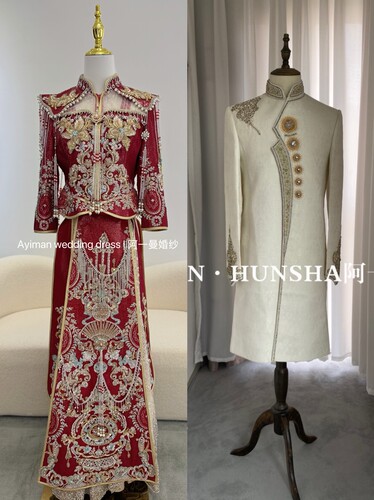 出租回民婚纱尼卡哈礼服红色巴服收腰显瘦服饰巴服纱婚服秀禾服