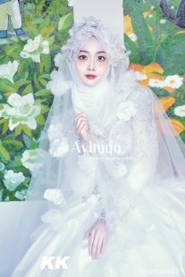 「出租」重工回族婚纱包头礼服民族结婚礼服白色收腰显瘦主纱