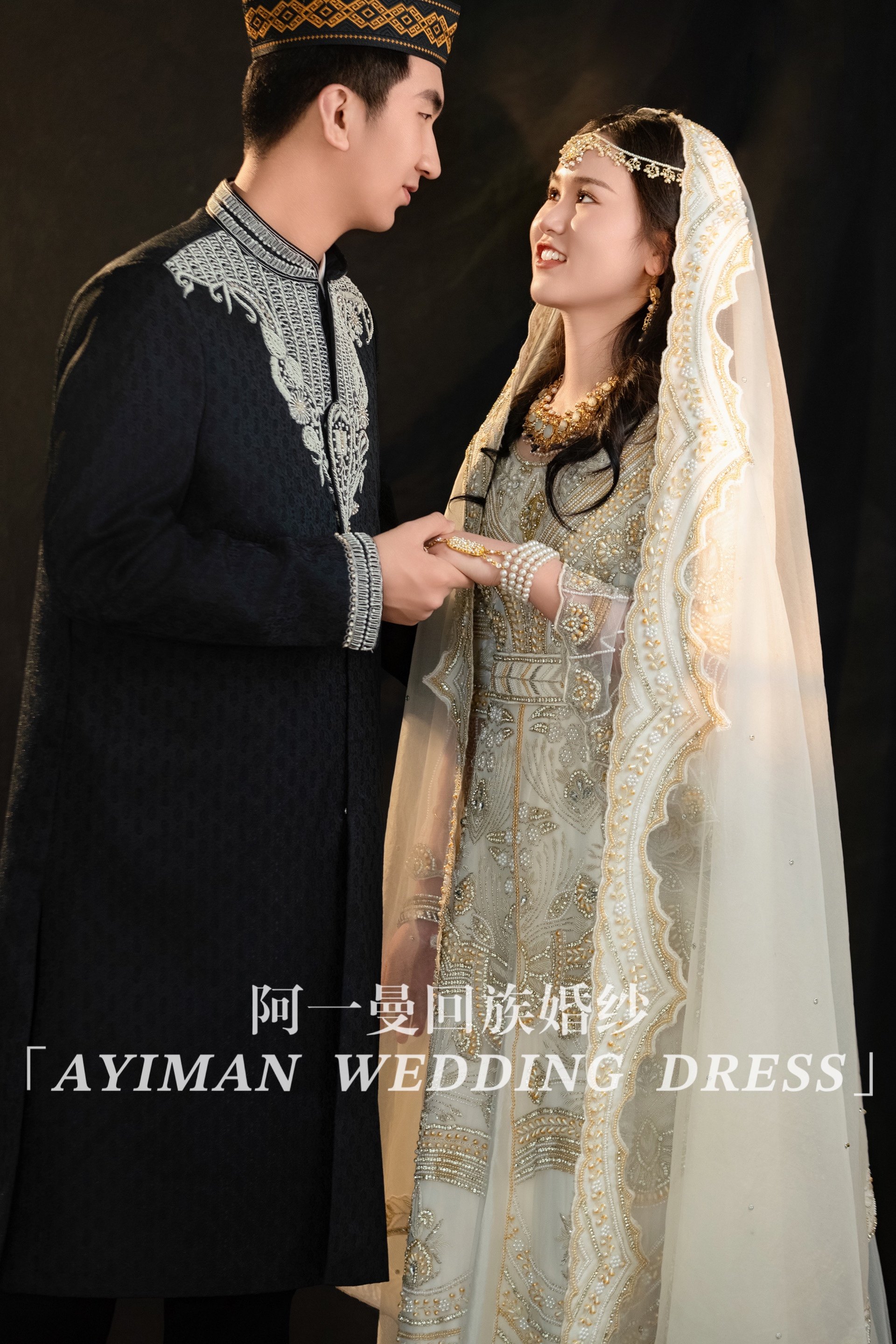 「出租」回族婚纱穆斯林婚服马来西亚楞哈纱丽修身显瘦连衣裙白色