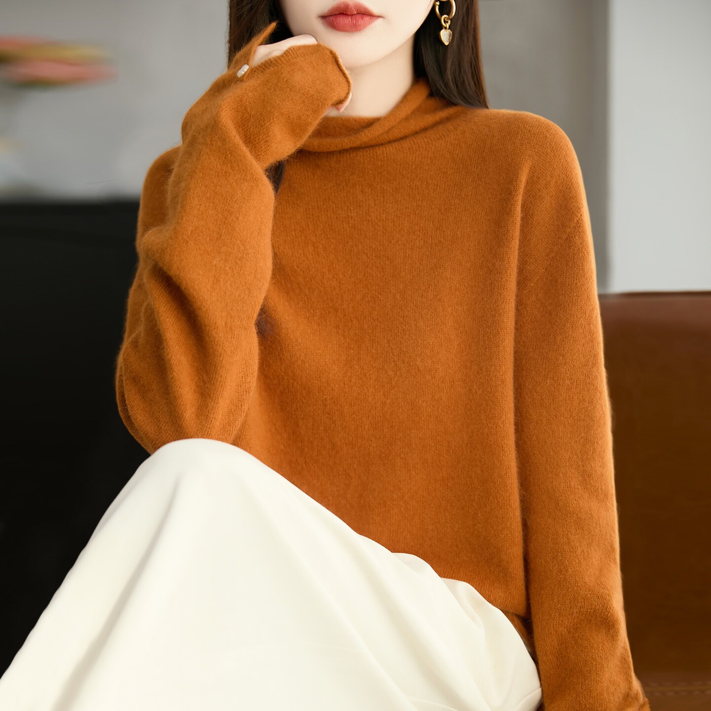 半高领卷边保暖针织打底衫女2026新款春秋大码女装上衣秋冬毛衣