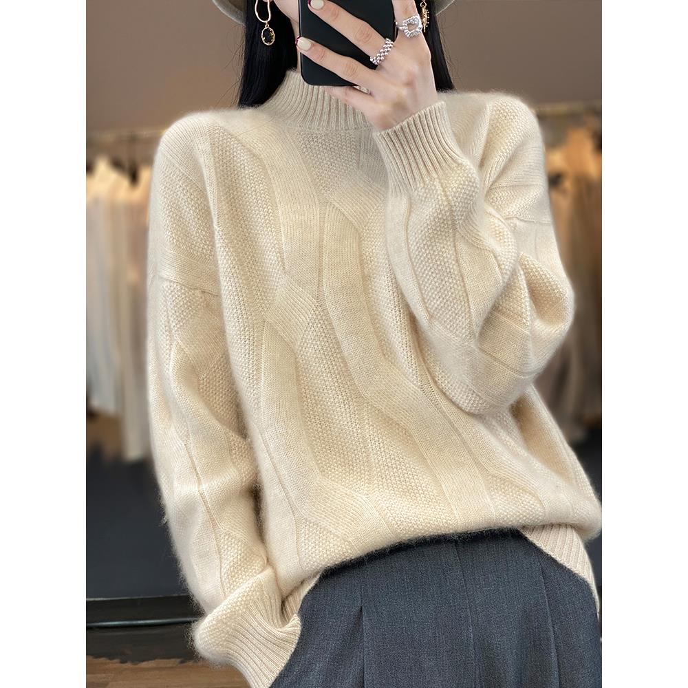 半高领打底衫女秋冬2025新款加厚内搭上衣遮肚子显瘦大码针织毛衣