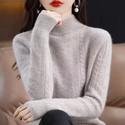 2025秋冬新款羊绒衫女针织打底大码宽松半高领羊毛加厚保暖毛衣女