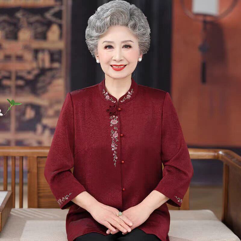 老年人夏装女高档衬衫奶奶老人太太衣服秋装中老年喜婆婆婚礼外套