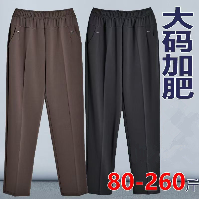 秋冬季中老年人高腰松紧直筒休闲百搭长裤200斤加大加宽裤子女士