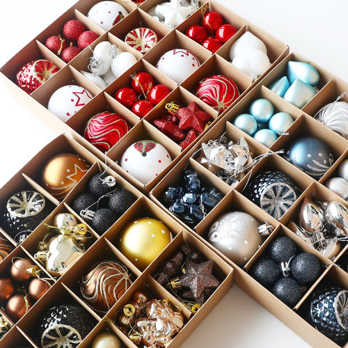 圣诞节装饰品彩绘电镀亮光圣诞彩球6/8cm大号圣诞树装饰挂件挂饰