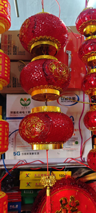 包邮新年春节元旦节日装饰发光水晶灯笼挂饰连串立体红灯烫金福字