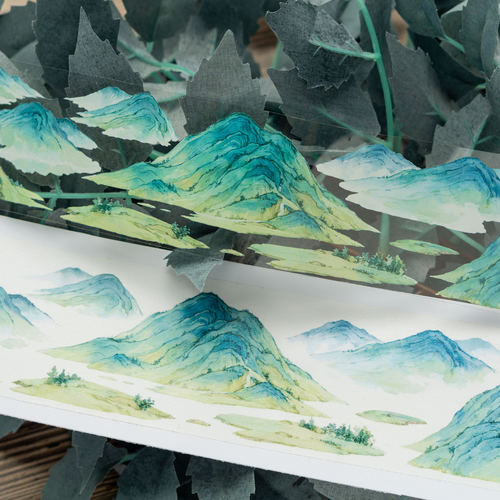 半透明古风造景群山