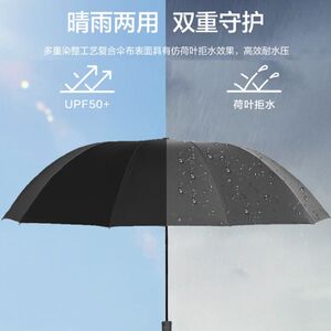 超大号十二骨折叠雨伞女晴雨两用太阳伞防晒黑胶遮阳伞三人伞折叠