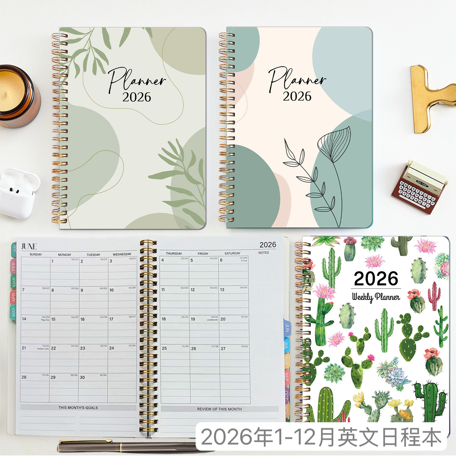 欧美2026英文周计划日程本a5时间管理年历手帐本效率手册笔记本子