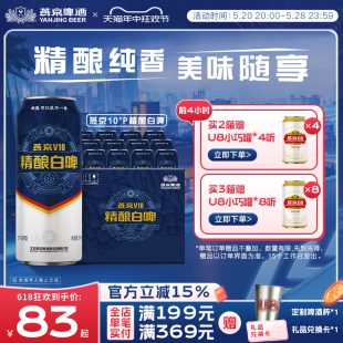 燕京啤酒 12听精酿工艺清爽口感直营啤酒整箱装 V10白啤酒500ml