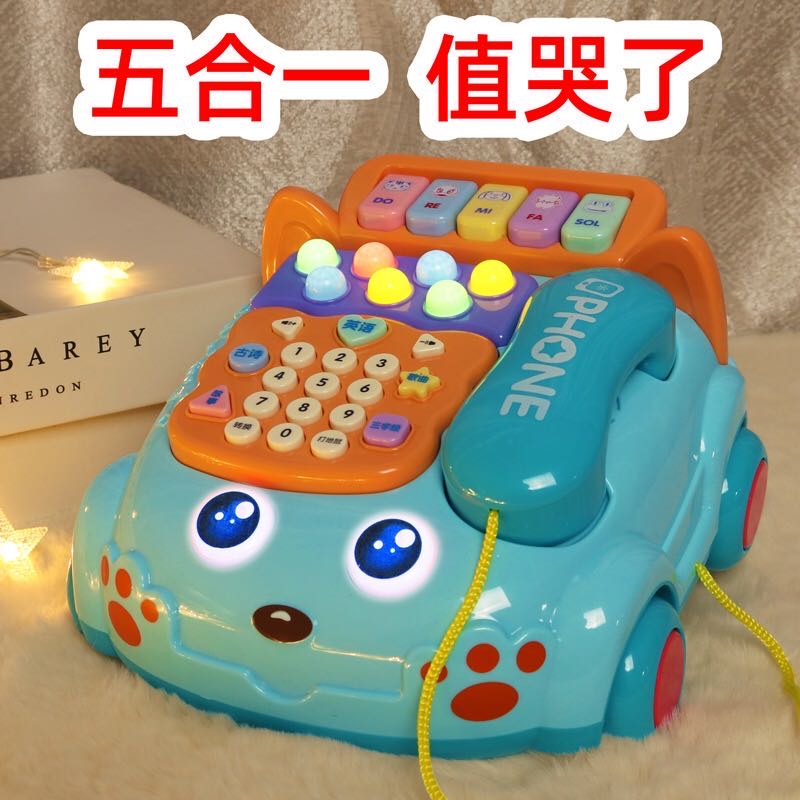 儿童仿真电话机2座机3岁宝宝音乐早教智能唱歌玩具婴儿益智故事机