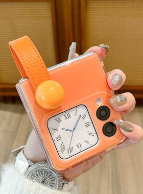 适用华为novaflips手机壳橙色新款novaflip保护壳Nova Flip小折叠屏软胶外壳nova FlipS防摔便携手提带保护套