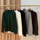 外单好货舒服加厚加绒拉绒纯色弹力长绒精梳棉混纺长袖 衬衫 女秋冬