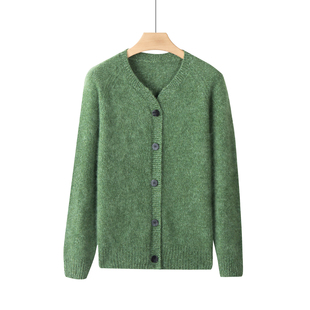 高克重！花式拉绒含山羊绒羊毛加厚无缝针织开衫毛衣女上衣秋冬