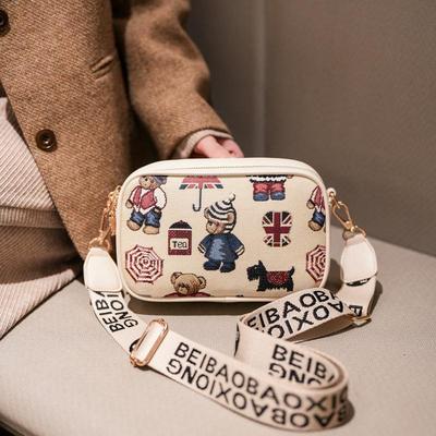 大容量手机包卡通小熊单肩小方包