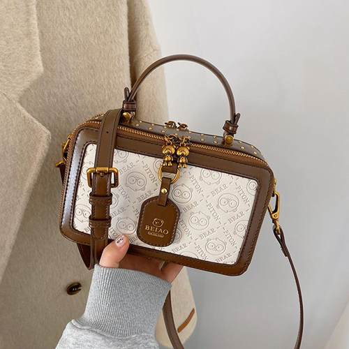 撞色通勤小方包高级感单肩斜挎包