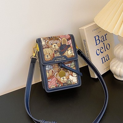 手机包原创设计卡通帆布女斜挎包