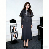 3韩式 名媛千金风套装 2026新款 7731 淑女优雅风针织斗篷打底衫 长裙