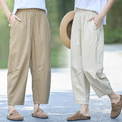 松紧腰日系八分休闲裤