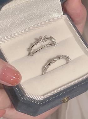 楚噢CHUO纯银S925蝴蝶爱心戒指春季新款少女浪漫法式闺蜜情侣对戒