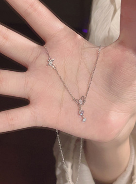 楚噢CHUO纯银925银琉璃蝴蝶项链锁骨优雅轻奢甜美女生日礼物饰品