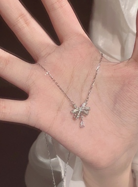 楚噢CHUO纯银S925银蝴蝶结项链新款轻奢甜美女生礼品生日礼物气质