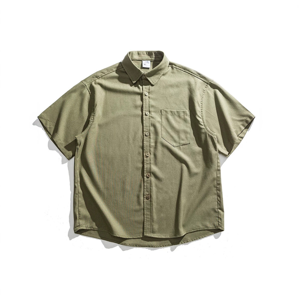 南夏乔装牛油果绿短袖衬衫男女简约夏天衬衣港风潮流百搭韩版夏季