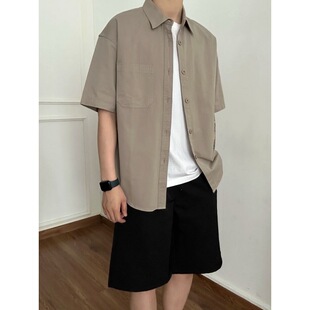 男夏季 衬衫 少年感穿搭日系cityboy休闲衬衣情侣上衣 短袖 纯棉工装