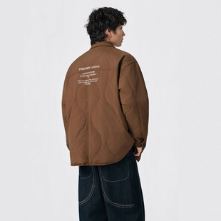 儒孟90白鸭绒印花衬衫羽绒服男款冬季美式宽松翻领轻薄大码外套男