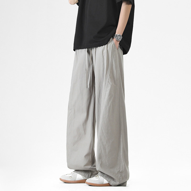 ACU男装|天丝棉布料休闲裤男2026夏季褶皱宽松垂感阔腿潮牌裤子男