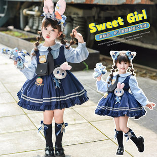 女童朱迪兔子警官连衣裙疯狂动物城洛丽塔cos服尼克狐狸演出服装