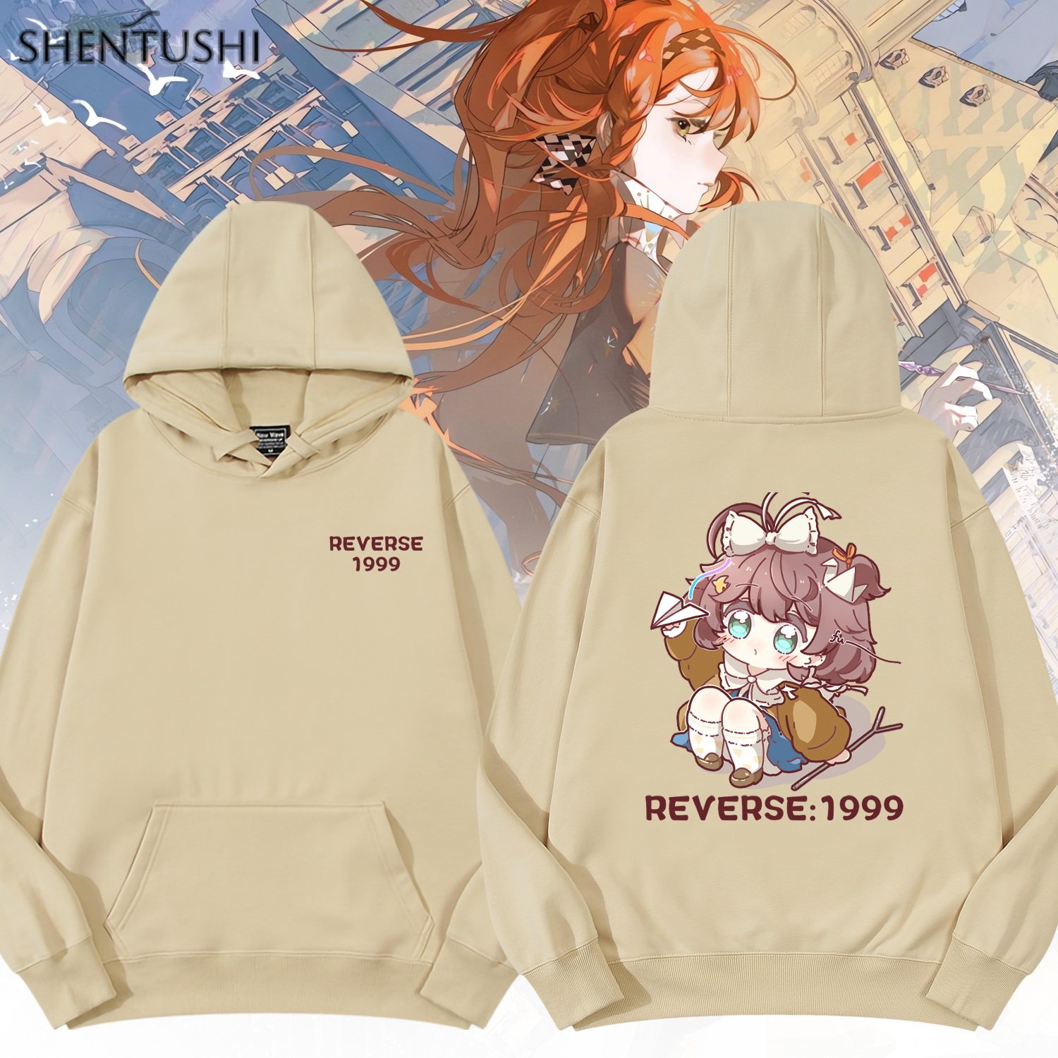 重返未来1999游戏周边卡通冬季保暖御寒加绒连帽男女生情侣装卫衣