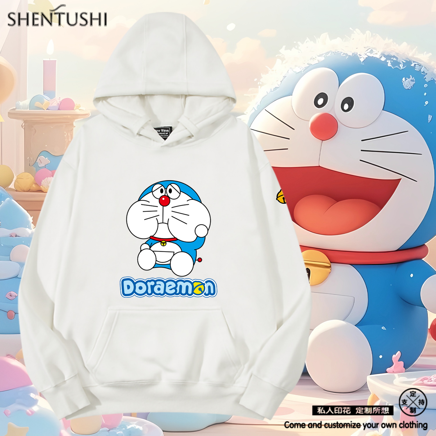 加绒柔顺亲肤保暖连帽卫衣