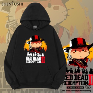 小约翰可汗仓鼠荒野大镖客联名游戏周边加绒连帽卫衣男女情侣外套