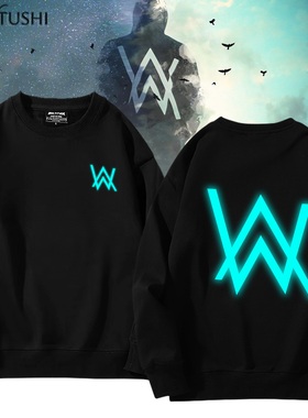 Alan Walker艾伦沃克faded同款反夜光加绒保暖圆领卫衣男女生外套