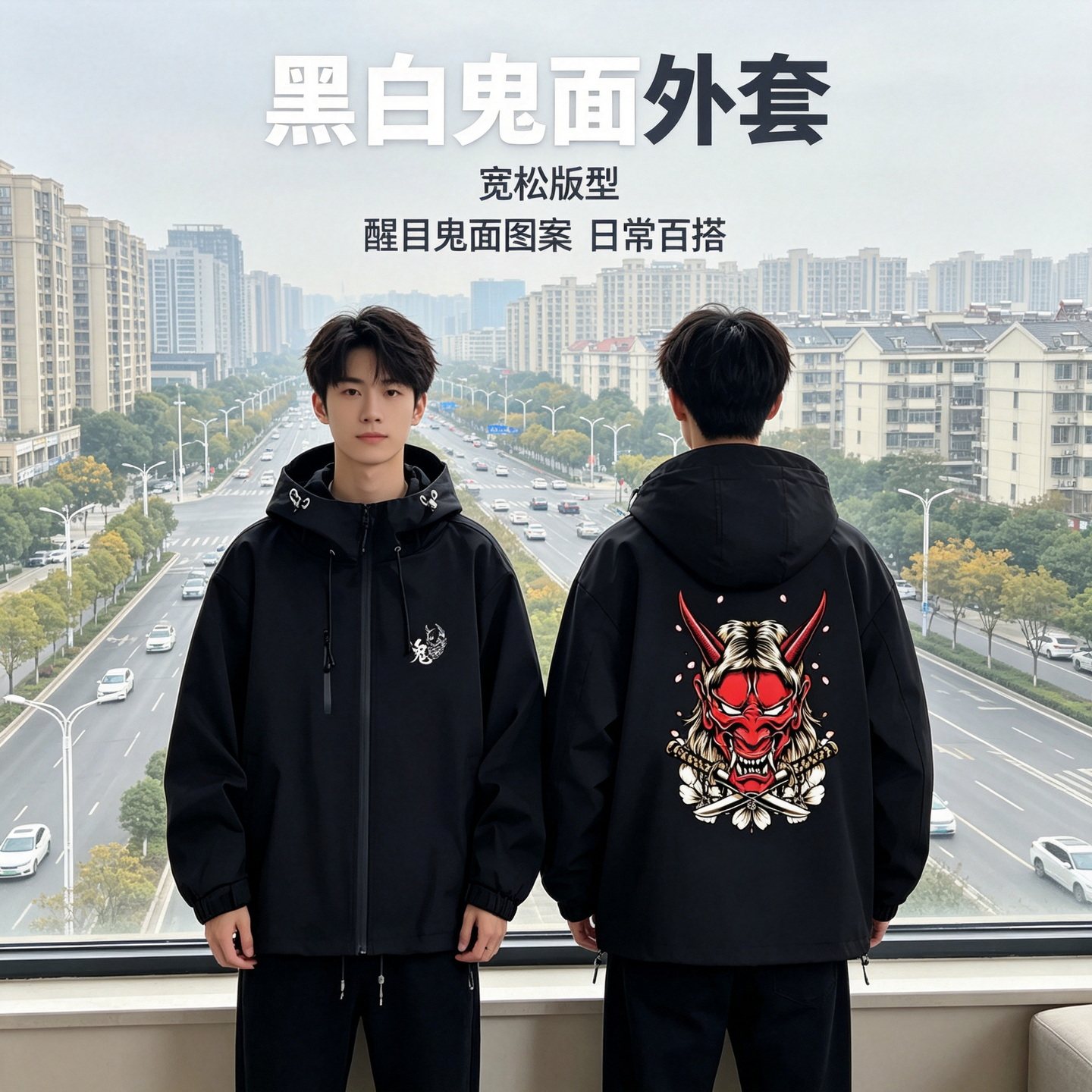 连帽秋冬新款宽松防风冲锋衣