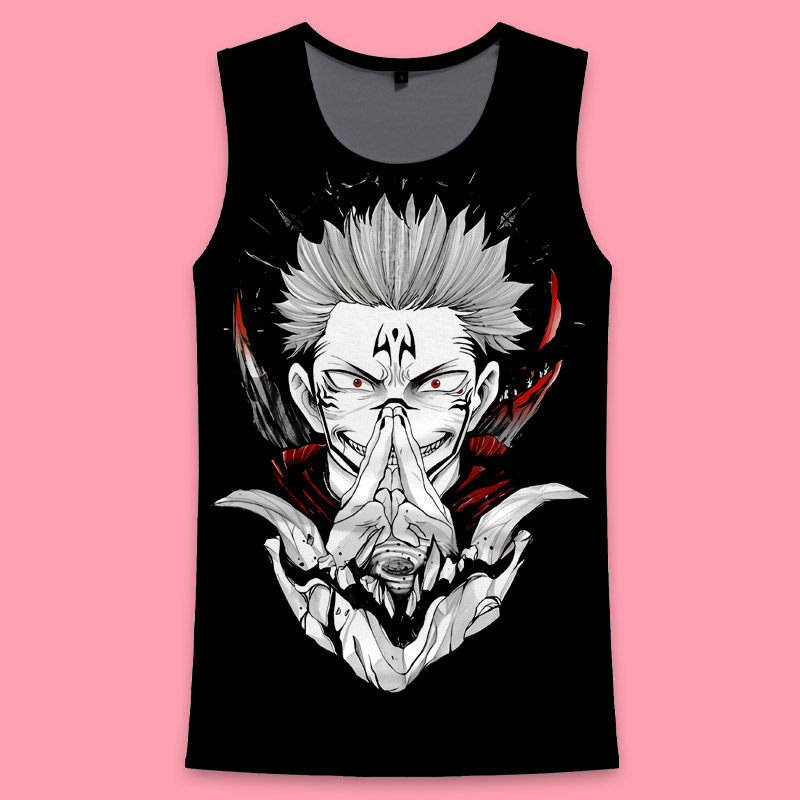 二次元动漫漫画周边联名咒术回战虎杖悠仁五条悟男生复古背心t恤