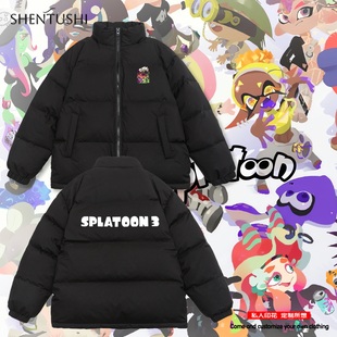 Splatoon喷射战士3斯普拉遁冬季羽绒服短款无帽男女生情侣面包服