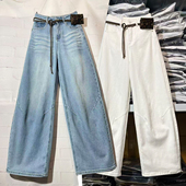 显高拖地裤 正品 662055 女宽松长阔腿裤 春款 Angel&yy大码 牛仔弯刀裤