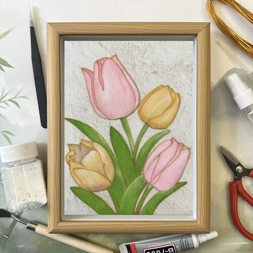 郁金香花卉掐丝珐琅画diy手工