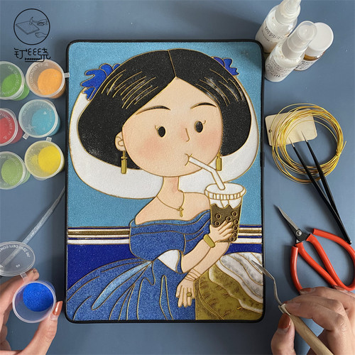 钉丝绕掐丝画名画人物手工