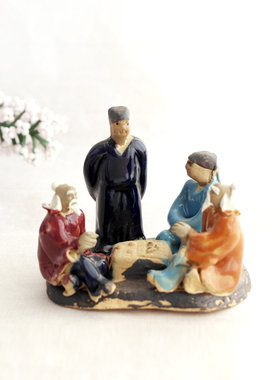 微型陶瓷鱼缸假山小盆景流水摆件