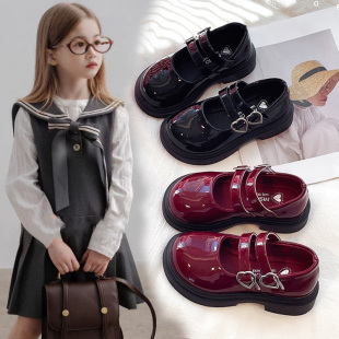 女童黑色小皮鞋2026春款儿童表演鞋厚底英伦风中大童公主鞋演出鞋