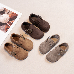 女童真皮2026秋冬新款儿童勃肯鞋女宝宝豆豆鞋子防滑加绒保暖单鞋