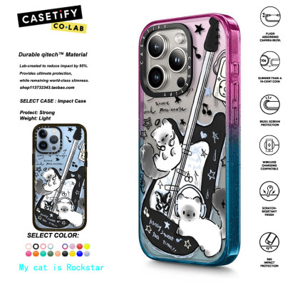 香港代购 CASETiFY  My cat is Rockstar摇滚猫咪 适用iphone15/14/13/12/11Pro/Max手机壳