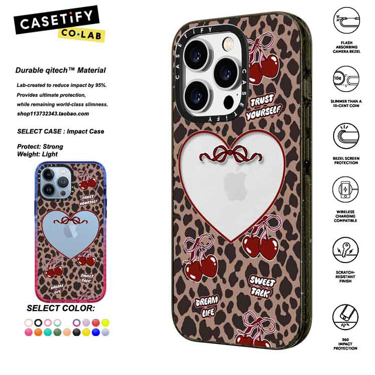 香港代购 CASETiFY Leopard Cherries蝴蝶结小熊 适用iphone16/15/14/13/12/11Pro/Max手机壳